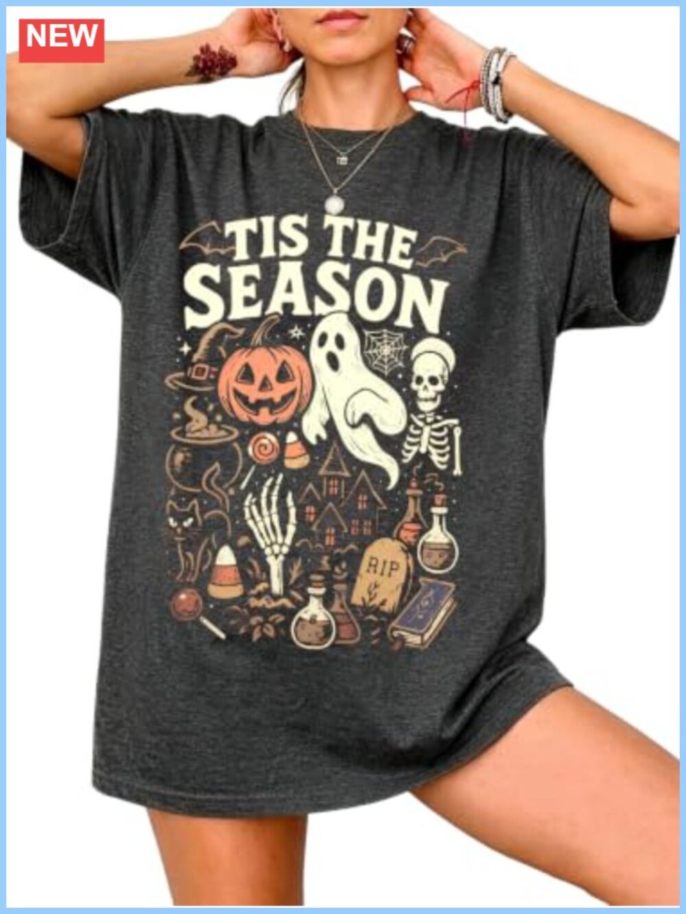 Women's Oversized Spooky Season Ghost Halloween T-Shirt